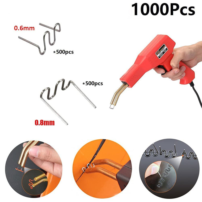 [Australia - AusPower] - 1000PCS Welding Rods Hot Staples Plastic Repair Machine Welding Staples for Hot Stapler Repair Car Bumpers Machine Dashboards Lamp Holders Daily Plastics Supplies Plastics Rings 0.8mm 0.6mm Staples 1000PCS Staples 