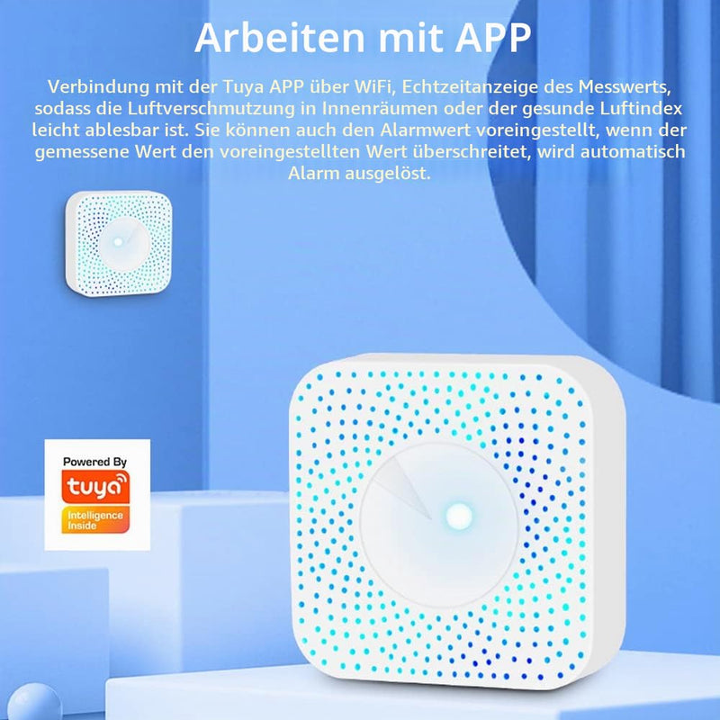 Irfora Tuya WiFi Intelligent Air Quality Monitor 6-in-1 Air Housekeeper PM2.5/Formaldehyde/VOC/CO2/Temperature/Humidity Detector Compatible with Home for Home Office