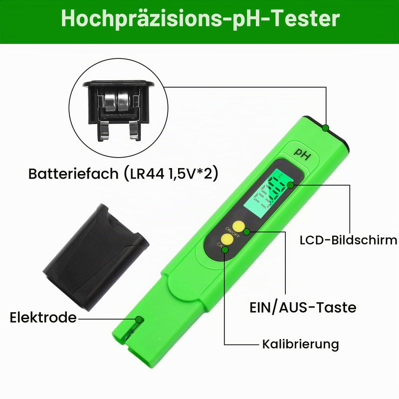 PH Meter Digital, 0-14 pH Measuring Range, 0.01 High Accuracy, Aideepen pH Water Tester with LCD Backlight for Water, Aquarium, Spa, Pool, with Calibration Powder (Green) PH meter (green)
