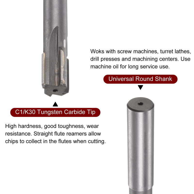[Australia - AusPower] - sourcing map Clamping Reamer 13.5 mm H7 C1/K30 Carbide Tip Precision Straight Flutes Round Shank Lathe Machines Cutter 13.5mm 
