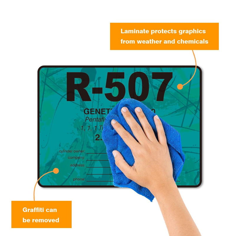 R507 HVAC/R Labels R-507 Refrigerant ID Labels Cerification Tag Stickers identifier 20 Pack