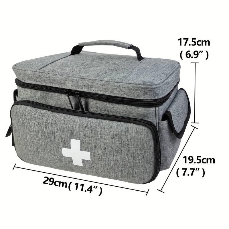 Sarini Medical Supplies Bag, First Aid Bag Empty, Nurse Bag with Detachable Dividers for Home Health Care, Hospice Visit, Travel, Or Emergency Event (Grey, Bag Only)