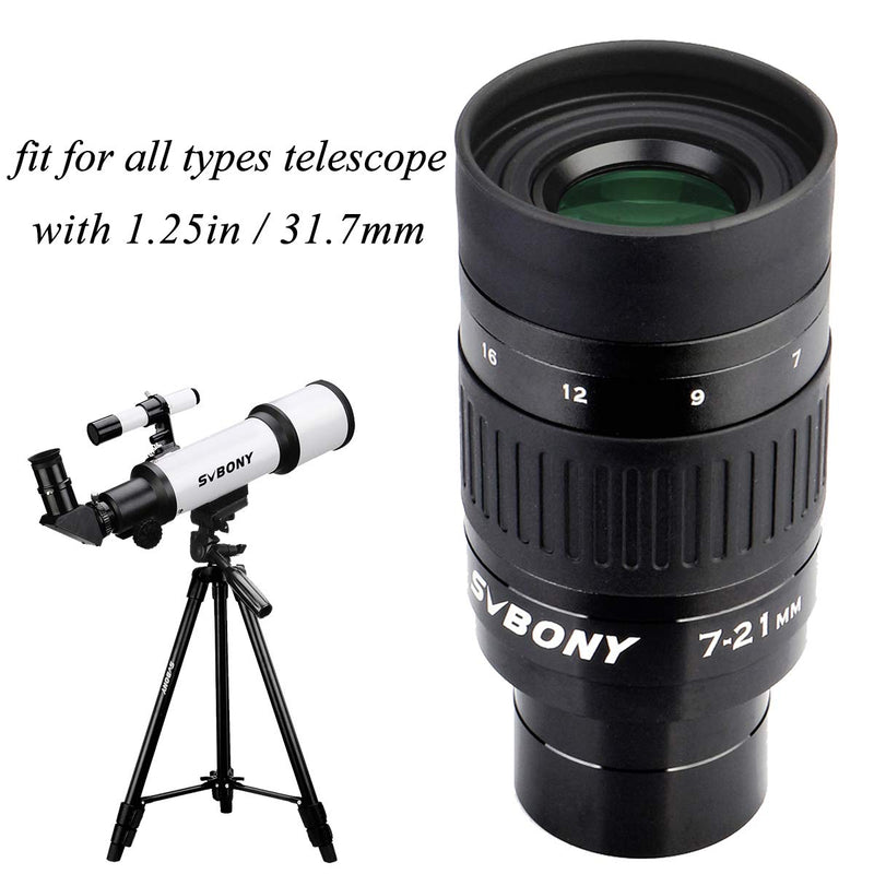 [Australia - AusPower] - SVBONY SV135 Zoom Eyepiece, Zoom 7 to 21mm 1.25 Inch Telescope Eyepiece, 6 Element 4 Group Telescope Accessories for Astronomic Telescopes Visual 7-21mm 