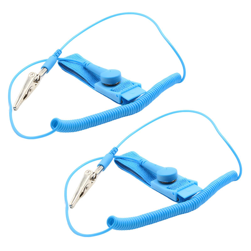 [Australia - AusPower] - Pack of 2 Anti-Static Wristbands, Anti-Static Wrist Strap, with Earthing Wire and Alligator Clips, to Protect Sensitive Electronics from Static Discharge, for ESD Safe Repair 