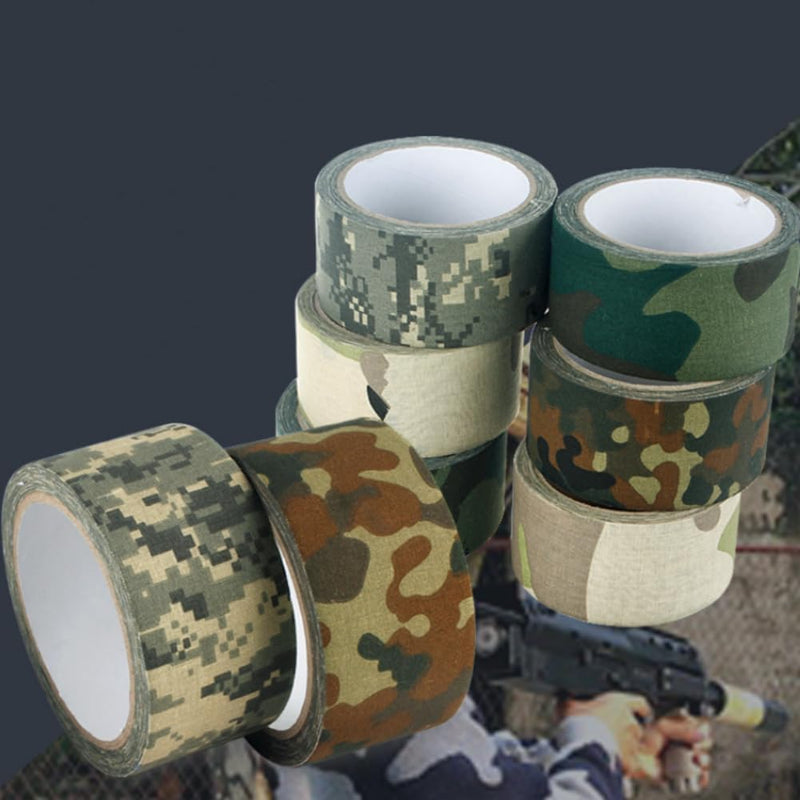 5cm x 10m Strong Adhesive Camouflage Tape - Camo Wrap Tape - Non Reflective - Camouflage Fabric Tape for Outdoor Hunting Camping Forest