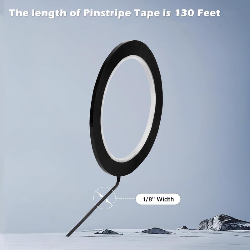 5PCS Whiteboard Tape Black Pinstripe Tape Stained Glass Paint Lead Line for DIY Glass Painting Surface Gallery Window, 3mm Width