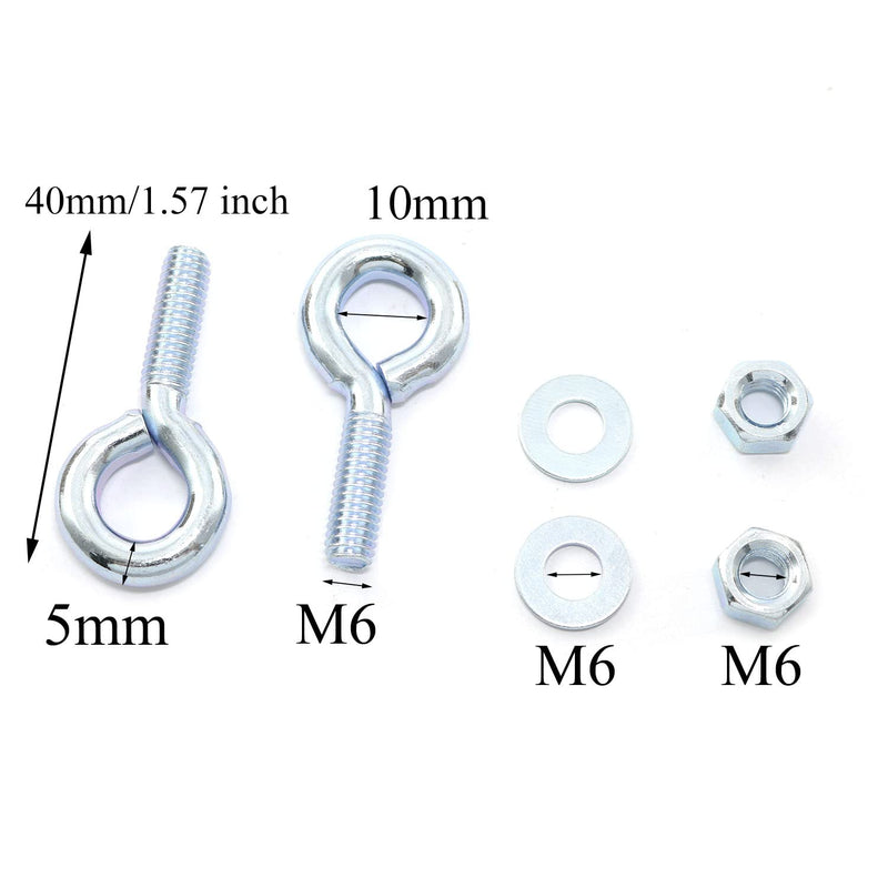 [Australia - AusPower] - 10pcs 1/4" x 3/4" Male Thread Machinery Shoulder Lifting Ring Eye Bolt with Nuts, Marine Grade Expansion 1/4 x 3/4Inch 