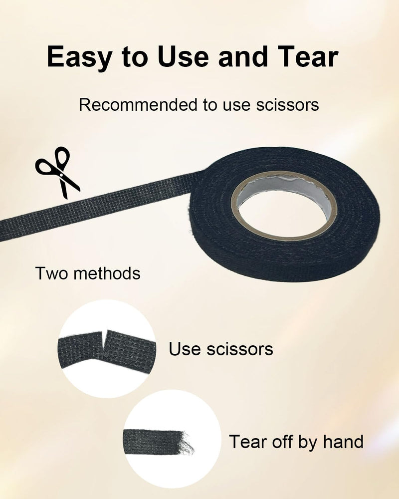 5 Rolls Automotive Wire Harness Tape, High Temp Adhesive Fabric Tape for Cars & Motorcycle - Noise Damping, Vibration Reduction, Insulation Protection, Residue-Free, Black 0.35in x 50ft