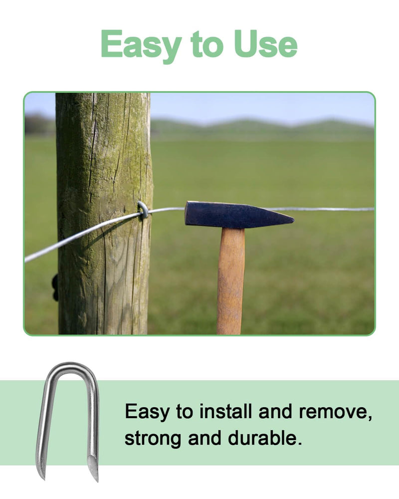 [Australia - AusPower] - vensovo 200pcs Wire Fence Staple - Steel U-shaped Nail for Wire Mesh, Galvanized Fasteners Nails for Fixing Wooden Fence Chicken Wire Staple 
