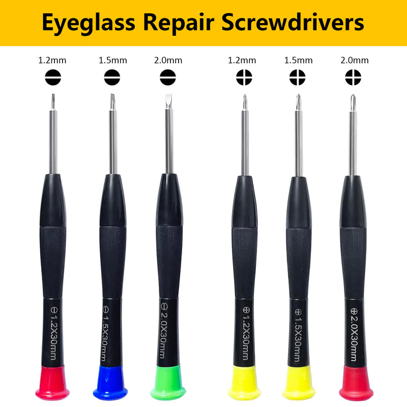 [Australia - AusPower] - Eyeglass Repair Kit, 24 Types Screws for Eyeglass, Wide Range of Frame Screws, Hinge Screws, Nose Pads Screws - Essential Eye Glasses Repairing Kit Tool 