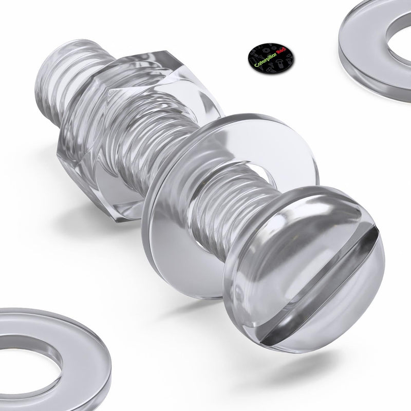 [Australia - AusPower] - 50 x Transparent Clear M4 x 20mm Slotted Head Bolts, Nuts, Washers - Acrylic Plastic Screws, (5/32 x 25/32 in) 