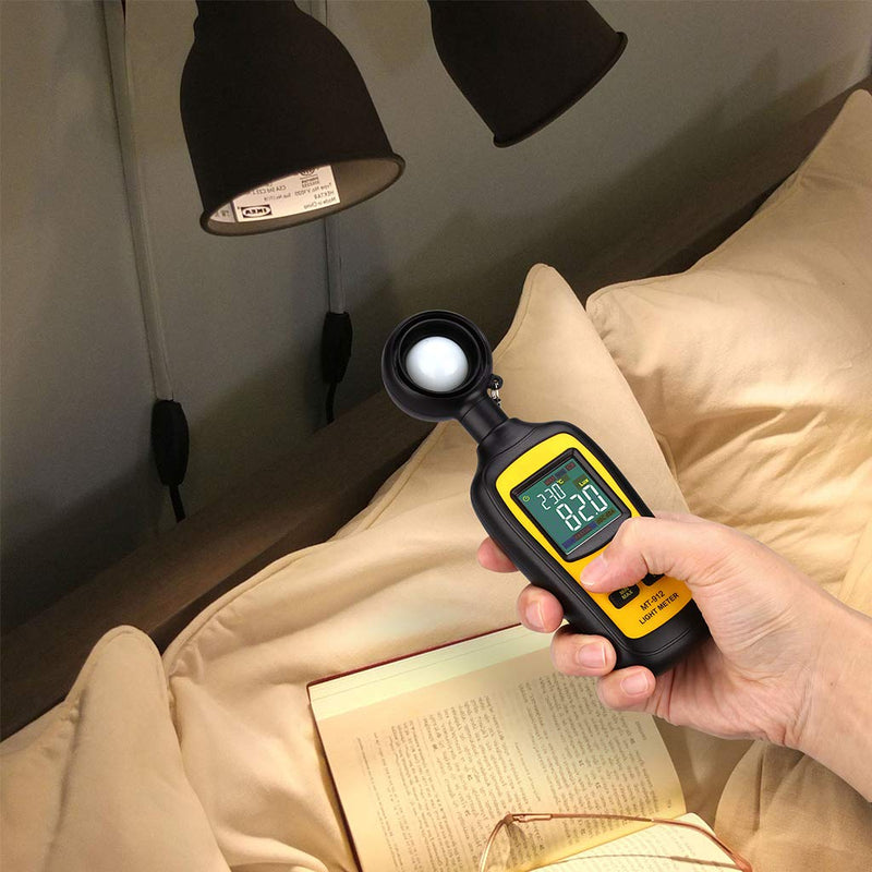 [Australia - AusPower] - Light Meter Digital Illuminance Meter Handheld Ambient Temperature Measurer, Range up to 200,000 Lux, Luxmeter with 4 Digit Color LCD Screen 