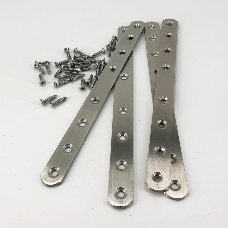 [Australia - AusPower] - 4 Pack Flat Straight Bracket Mending Plate for Wood Stainless Steel Straight Brackets 242mm / 9.5" Wood Brace with Screws 9.5 Inch 