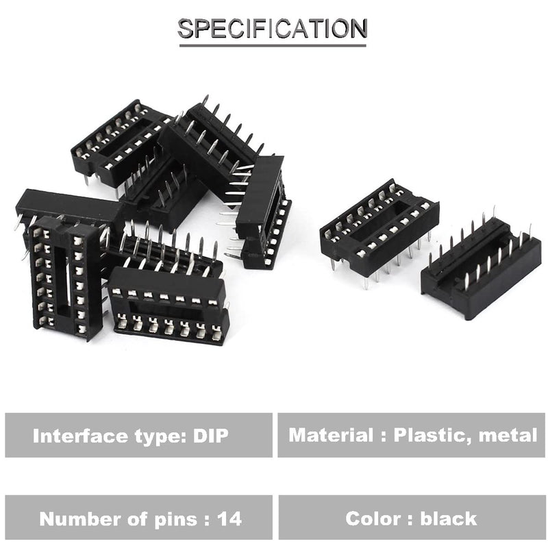 [Australia - AusPower] - 50 pcs 14 Pin DIP IC Socket 2.54mm Pitch IC Socket Adaptor Type Flat Pin IC Components Easy to Install with tin Wire Pen for Electronics Experiment DIY 
