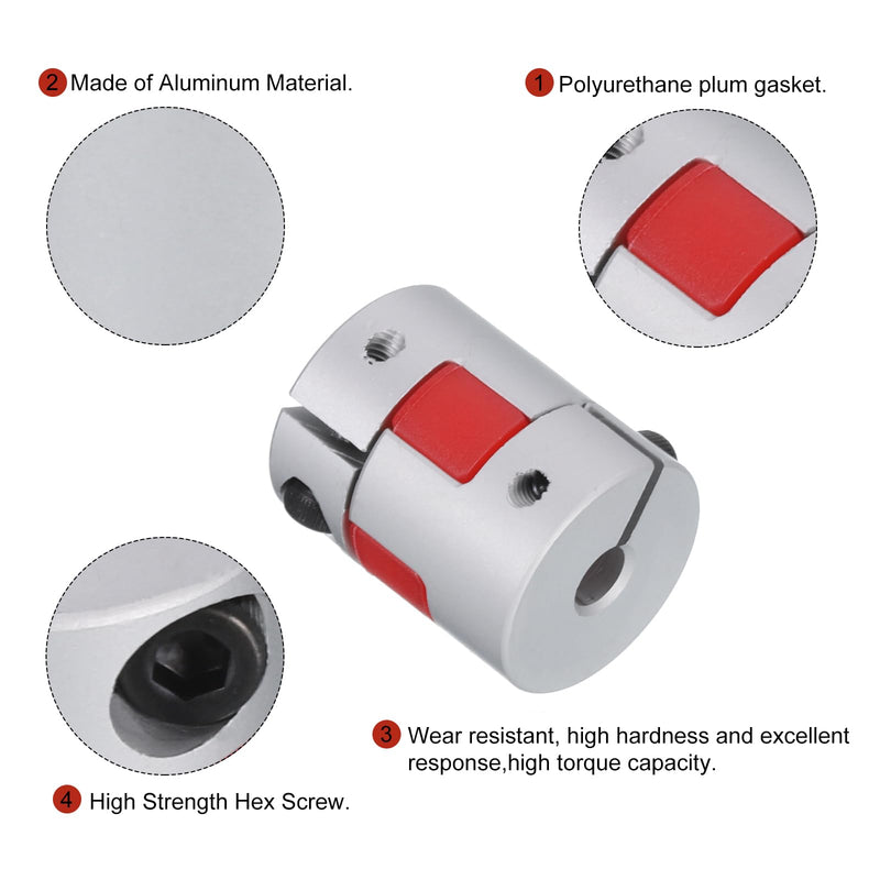 [Australia - AusPower] - uxcell Aluminum Plum Shaft Coupling 6mm to 6mm Bore L25xD20 Flexible Coupler for 3D Printer CNC Machine and Servo Stepped Motor Pack of 2 