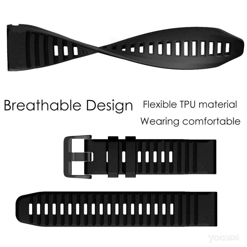 [Australia - AusPower] - Quick Easy Fit Watch Band for Garmin Fenix 6X Pro/Sapphire,26mm Soft Non-allergenic Silicone Sport Waterproof Wristband Strap for Garmin Fenix 5X/5X Plus,Fenix 3,Quatix 3,Tactix Bravo(Black) 