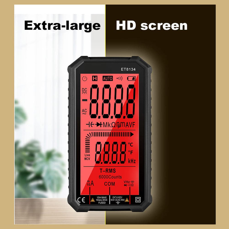 [Australia - AusPower] - ET8134 Digital Multimeter Multi Function Voltage Current Meter LCD Display Automatic Multimeter with Alarm Function 10A 600V 
