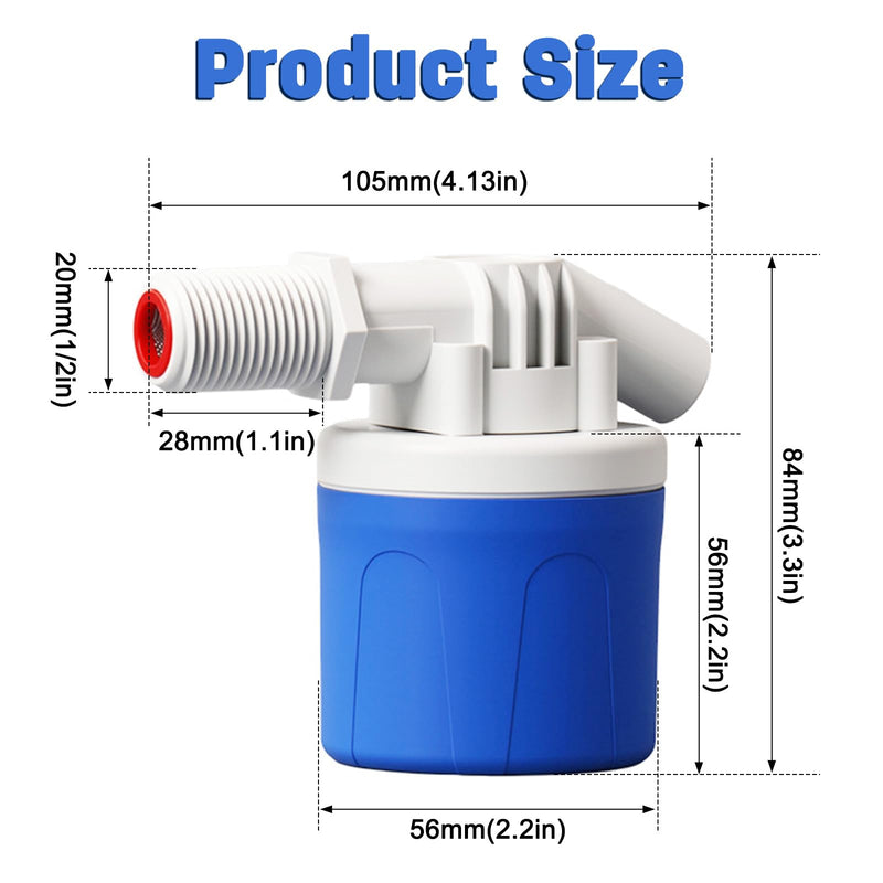 [Australia - AusPower] - 1/2" Water Float Valve, 2 Pack Automatic Water Level Control Valve For Water Tank Water Trough Pool Livestock Troughs Distille Solar Energy Auto Pot Aquarium (1/2" Side Inlet) 1/2" Side Inlet 