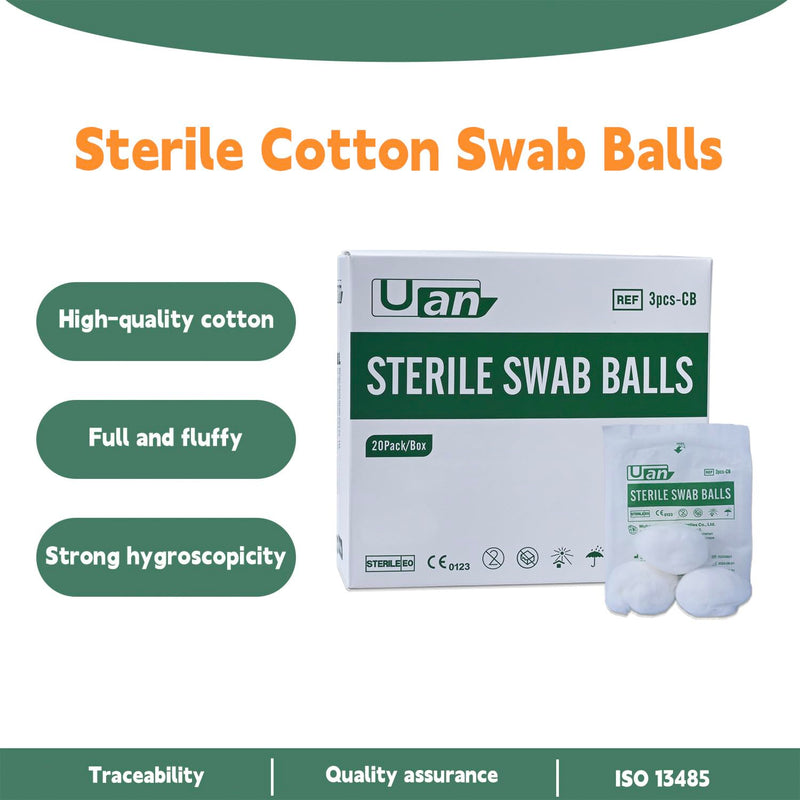 [Australia - AusPower] - Cotton Balls Sterile – Gentle and 100% Pure Cotton, Ideal for Makeup and Sensitive Skin, Individually Packaged (120 Count) 