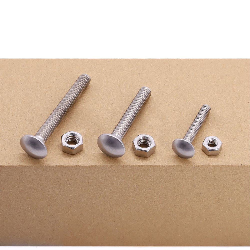 M6-1.0 x 50mm (10 Sets) Carriage Bolt DIN603 with Hex Nut DIN934, Full Coarse Thread, 304 Stainless Steel 18-8, Round Head Square Neck Screws Coach Bolt M6-1.0 x 50mm 10