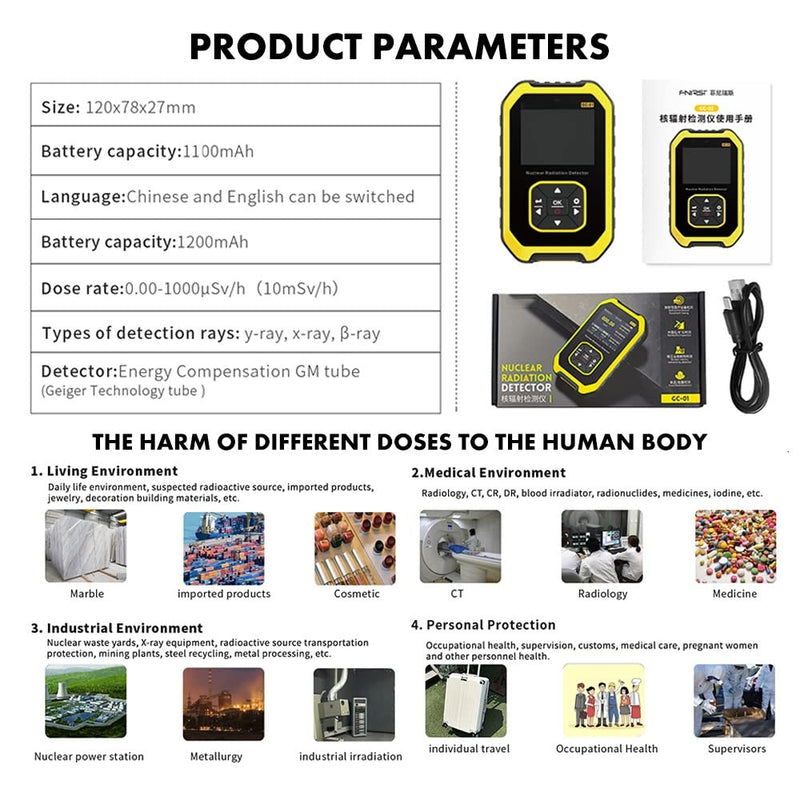 [Australia - AusPower] - Jadeshay GC01 Geiger Counter Nuclear Radiation Detector Personal Dosimeter X-Ray Radio Activity Tester with LCD Display 