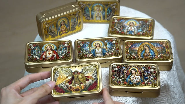 Our Lady of Lourdes Rosary Box,Rosary Case,Catholic Gifts Our Lady of Lourdes