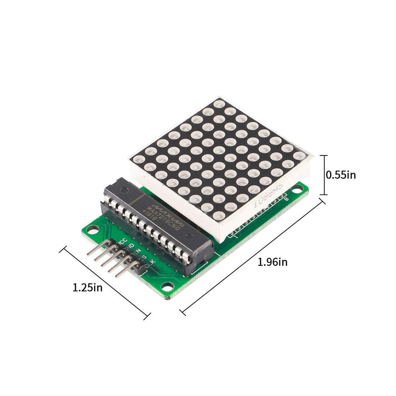 [Australia - AusPower] - MAX7219 Dot Matrix Module 8x8 LED Display Modules for Arduino Raspberry Pi Microcontroller with 5Pin Wires Red (Pack of 4) 
