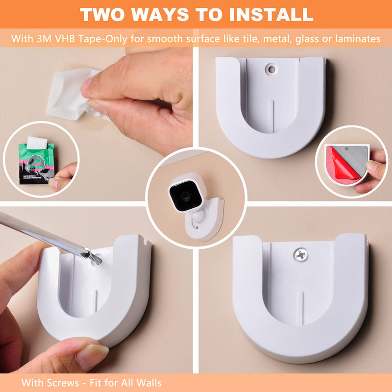 [Australia - AusPower] - 2 Pack Wall Mount for Blink Mini Indoor Camera,Strong Adhesive Camera Mount Base for Blink Mini Indoor Camera,Two Ways Easy Installation, No Drilling or Screw Secured Fixed (Camera not Included) 
