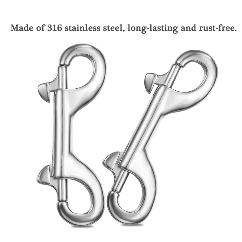 [Australia - AusPower] - Heavy Duty Double Ended Bolt Snap Hooks 4 Inch, 316 Stainless Steel, Bolt Snaps of Metal (4 PCS) 