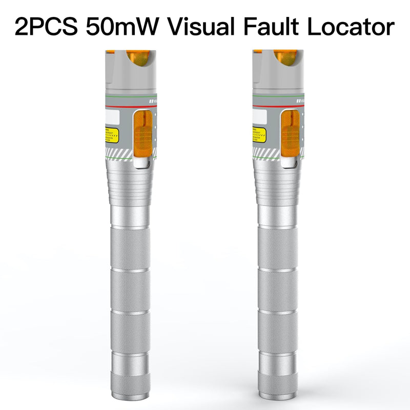 [Australia - AusPower] - toolco 2 Pack 50km Visual Fault Locator VFL Fiber Cable Tester with LC/FC/SC/ST Adapter, Fiber Optic Network Cable Test Kit with Light Source Testers (Aluminum) 2 Stück Visueller Fehlerdetektor 