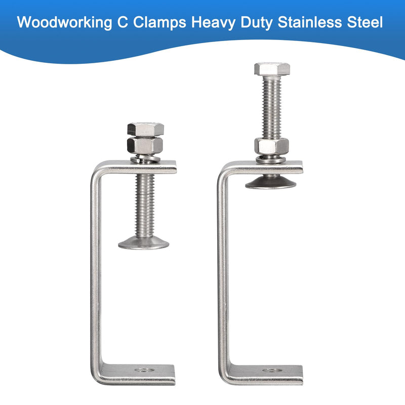 [Australia - AusPower] - 4 Pack 304 Stainless Steel C Clamps with 75mm/2.95" Stable Wide Jaw Opening Tiger Clamp for Woodworking Welding Construction Household Mount 75mm/2.95" 