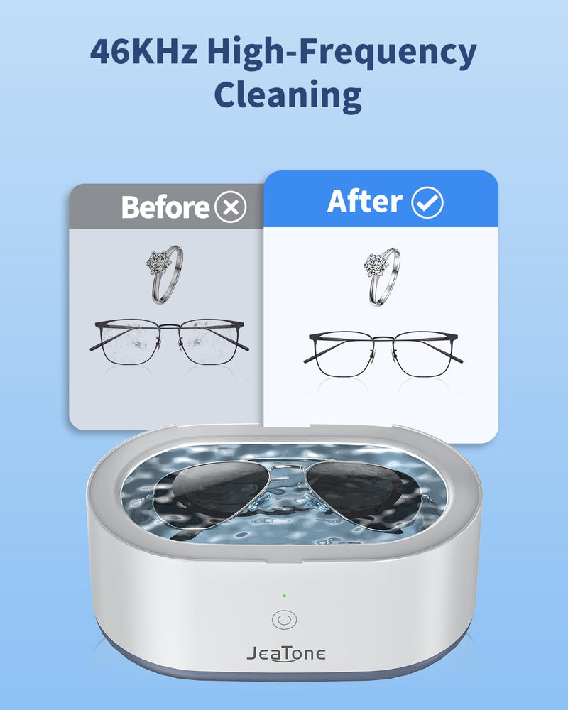 [Australia - AusPower] - Ultrasonic Jewelry Cleaner, JeaTone 20oz Ring Cleaner, 46KHz Professional Jewelry Cleaner Ultrasonic Machine, Jewelry Cleaner for All Jewelry, Rings, Diamonds, Gold, Glasses, Dentures Grey 