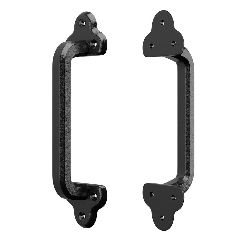 SMARTSTANDARD Heavy Duty 9" Antique Barn Door Handle, Large Rustic Retro Cast Iron Handle for Gates Garages Sheds Furniture, Black Powder Coated Finish, Square 1