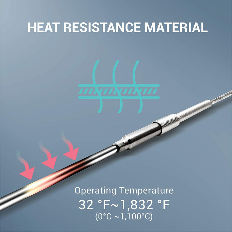 [Australia - AusPower] - TL1912SL K-Type Inconel 600 Flexible Thermocouple Temperature Sensor Probes -40~2012°F, 0.5mm / 300mm 0.5mm /300mm 