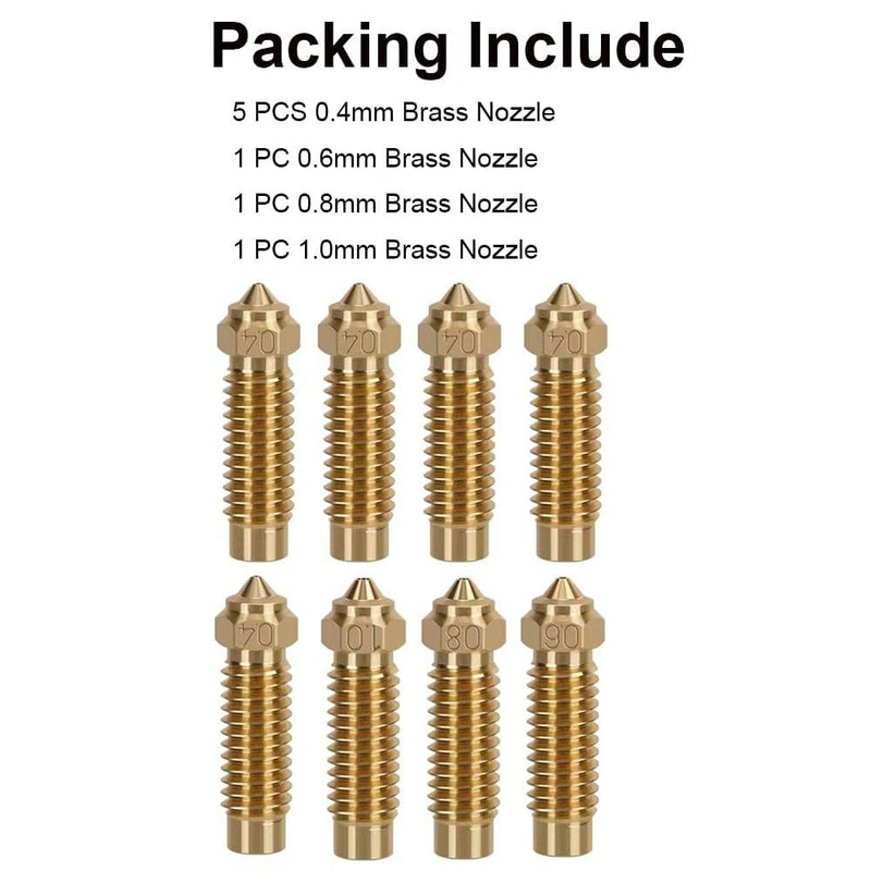 3D Printer Neptune 4 Plus/Neptune 4 Max Nozzles Kit Extruder Hotend - Included 5pcs 0.4mm+1pc 0.6mm+1pc 0.8mm+1pc 1.0mm Brass Nozzles, 2pcs 0.4mm Hardened Steel Nozzles For Neptune 4 Plus