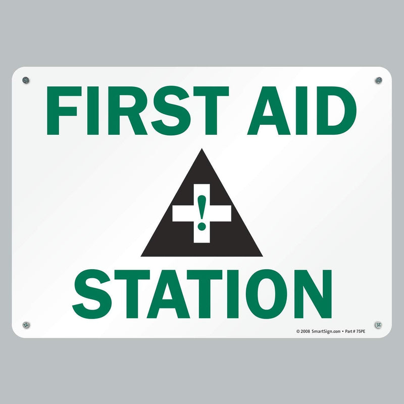 SmartSign "First Aid Station" Sign | 10" x 14" Aluminum 10" x 14"