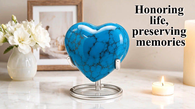 Small Urns for Human Ashes Keepsake – Heart Urn – Mini Urns with Stand & Box – A Loving Heart Shaped Cremation Urn to Honor Their Memory Forever (Blue, Small) Blue