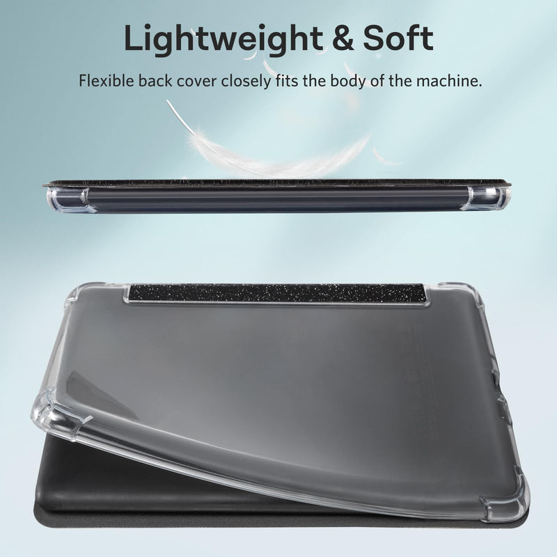 [Australia - AusPower] - CoBak Case for Kindle Paperwhite - New PU Leather Cover and Clear Soft Silicone Back Cover with Auto Sleep Wake Feature for Kindle Paperwhite Signature Edition (6.8" 11th Generation 2021 Released) L-Glitter Black 