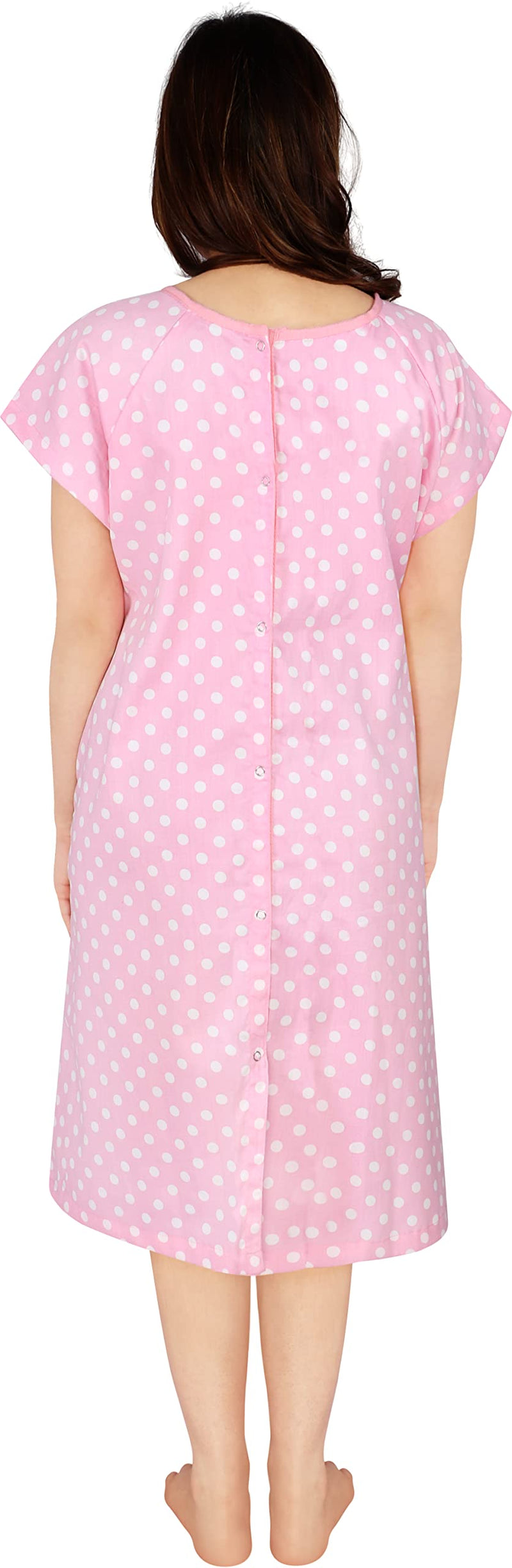[Australia - AusPower] - Utopia Care Women's Hospital Gown Soft Comfortable and Stylish Patient Gown Small-Medium Polkadots Pink 