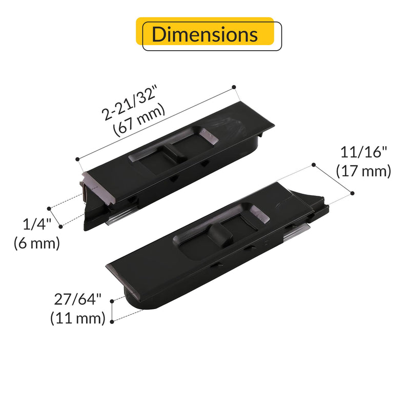 Brixwell Snap in Tilt Latch,Left and Right Pair, Plastic Material, Dark Brown Finish, 2-21/32" Length, 5/64" Stile Snap Size, 1/4" Nose Size, Suitable for Tilt Window Applications 5/64" {5}