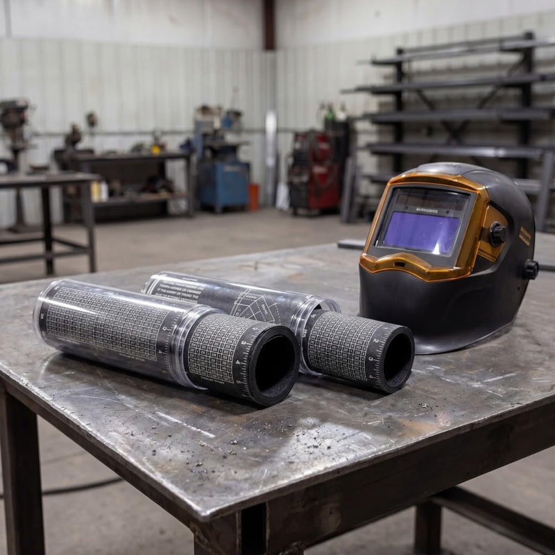 2 Pcs Pipe Wrap Around with Scale, 1"-16" Heat Resistant Layout Tape & Tangent Chart, Marking Tool for Welders & Pipefitters