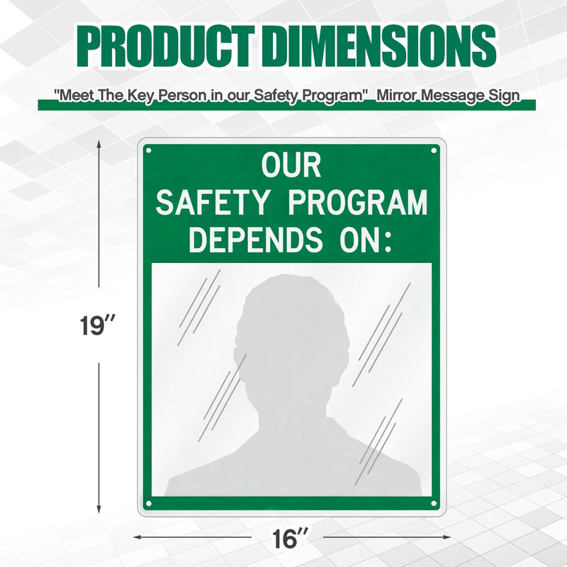 Safety Mirror Sign for Workplace - "Our Safety Program Depends on You" Industrial Workplace Message Sign with Acrylic Mirror, Wall Mounted 16" x 19" Our Safety Program Depends on