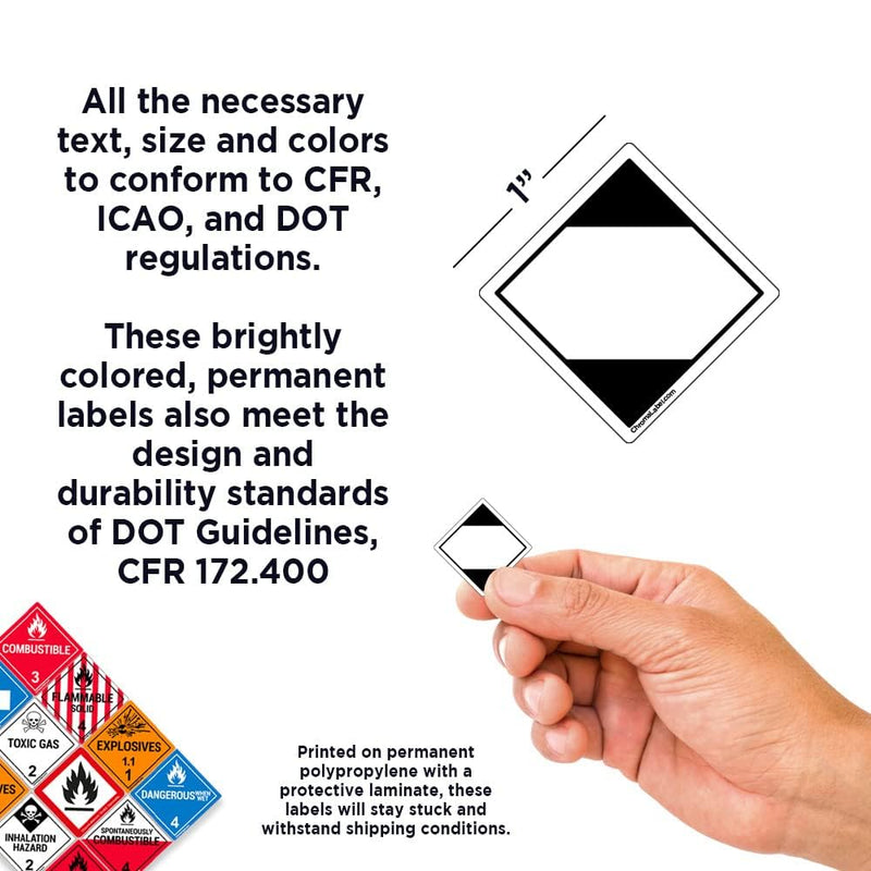 ChromaLabel 1 Inch Permanent Durable Square D.O.T. Hazard Labels, Limited Quantity Hazard Pictogram, 250/Roll 1" x 1"