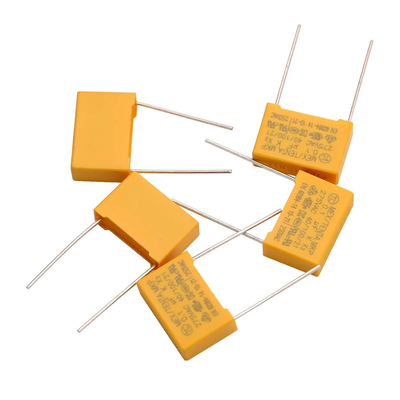 20pcs 0.1uF 275V Safety Capacitors | With polypropylene film DIP, 275VAC 250VAC, 104, X2, MKP, P15 20 pieces 0.1uF