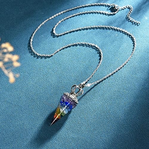 Crystal Necklace for Women 7 Chakra Stone Protection Balance Healing Necklaces Hexagonal Pointed Reiki Spiritual Energy Pendant Necklace Quartz Jewelry Gift