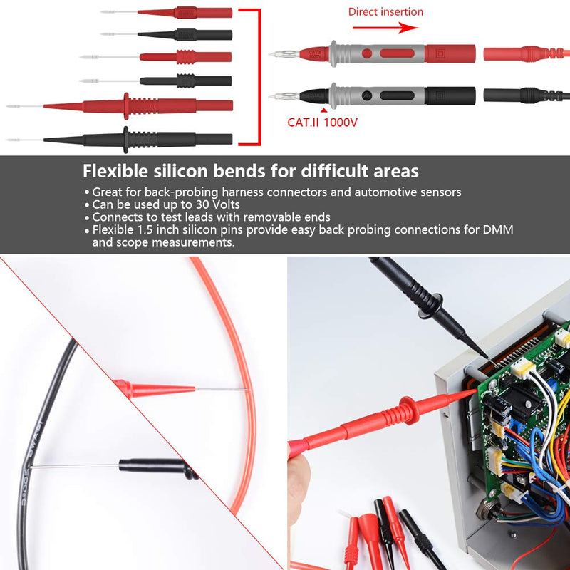 [Australia - AusPower] - Digital Multimeter Test Lead Kit Professional Electronic Test Lead Accessory Kit Professional Electronic Flexible Safety Specialties kit Probe Alligator Accessorie 