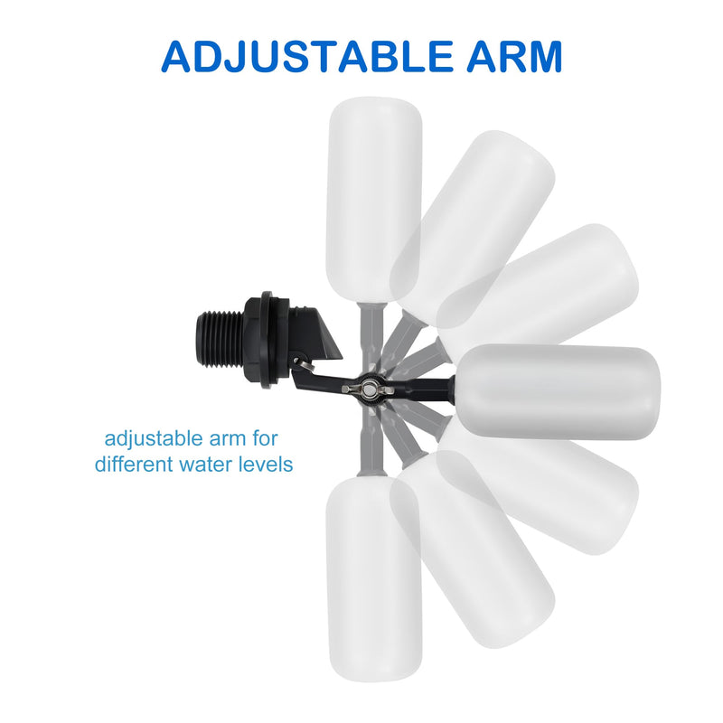 [Australia - AusPower] - 6 Pack Float Ball Valve, 1/2 Inch NPT Thread, OD. 0.84 inch (21.34mm), not 1/2 inch, Adjustable Arm for Livestock Water Trough, Aquariums, Hydroponics - Automatic Fill and Control Water Level 6 