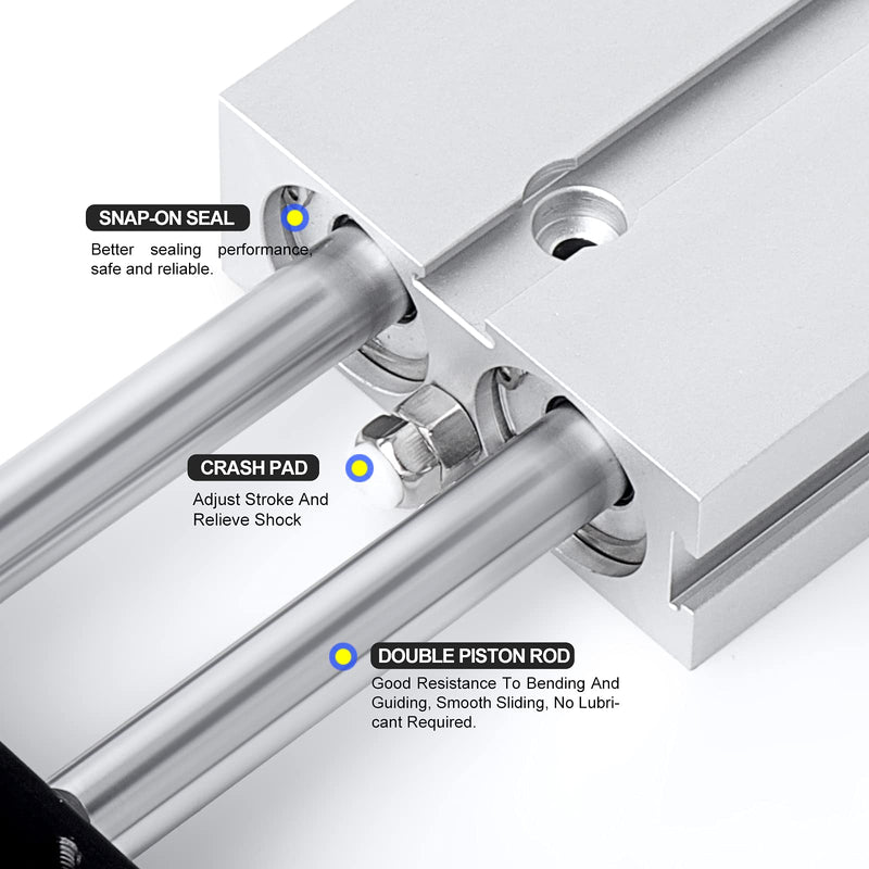 [Australia - AusPower] - TAILONZ PNEUMATIC 20mm Bore 50mm Stroke Double-Rod Double-Acting Aluminum Pneumatic Air Cylinder TN20-50 Bore:20mm Stroke:50MM 