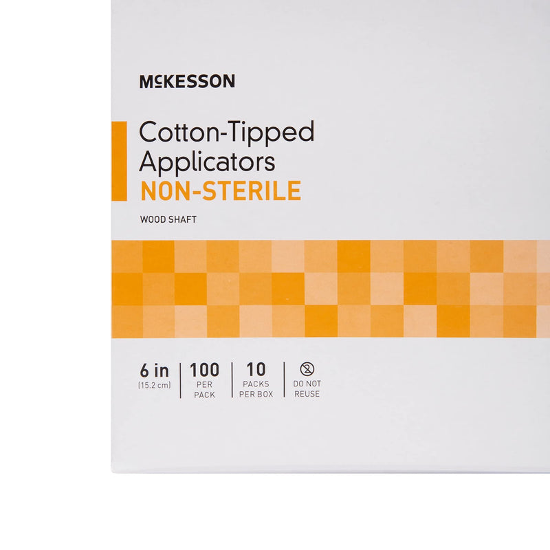 [Australia - AusPower] - McKesson Cotton-Tipped Applicator Swabstick, Non-Sterile, Wood Shaft, 6 in, 100 Count, 10 Packs, 1000 Total (1000 ct) 