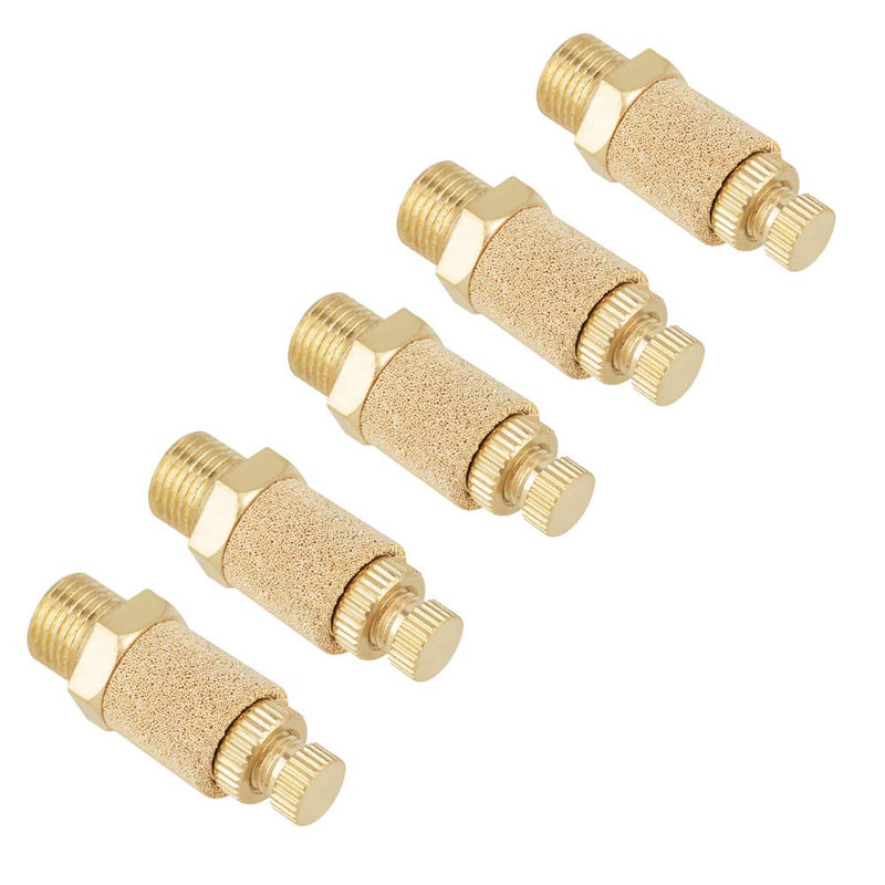 [Australia - AusPower] - Brass Pneumatic Silencer, Pack of 5 Brass Pneumatic Silencer Air Flow Control 1/8 BSP Valve for Cylinder, Air Cylinder, Solenoid Valves 
